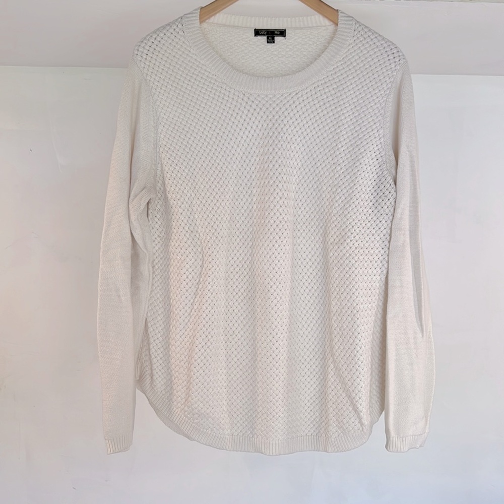 Let’s & Me white Sweater with elbow patches